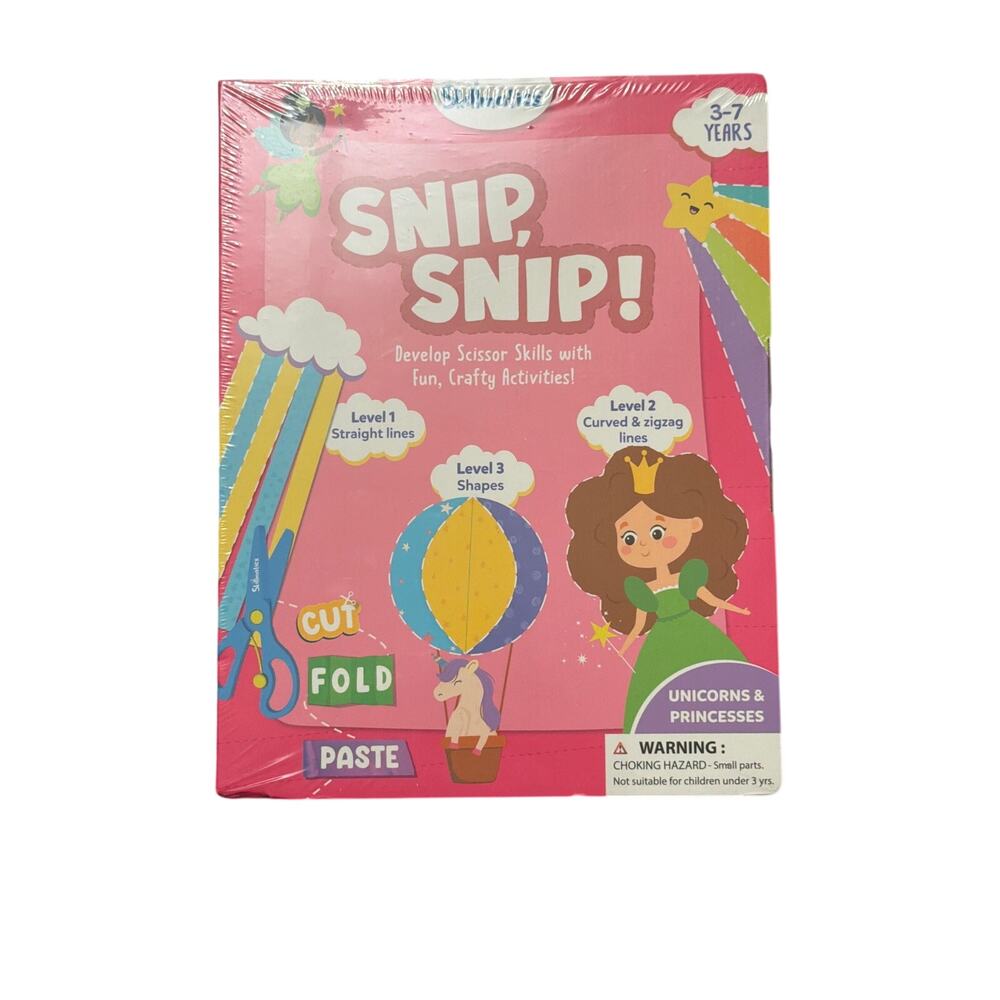 Skillmatics Scissor Skills Activity Book - Snip Snip Unicorns & Princesses New
